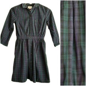 LEVI'S | Plaid Prarie Button Down Shirt Dress Navy Blue & Green Sz XS